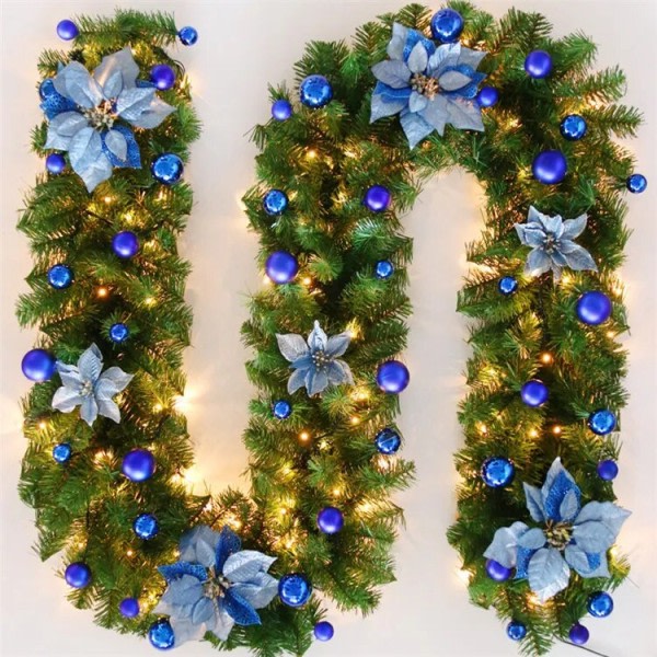 LED Blomster Guirland Krans Til Døre Hængende Jule Ornamenter Kunstig Xmas Træ Jule Dekoration