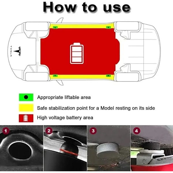 4 stykker Bil Gummi Løfter Donkraft Pad Adapter Værktøj Chassis  Opbevaring Etuiet Velegnet