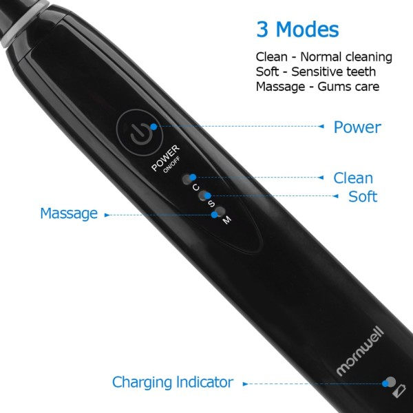 Elektrisk tandborste vuxen timer borste 3 läge USB laddare uppladdningsbar tand borstar