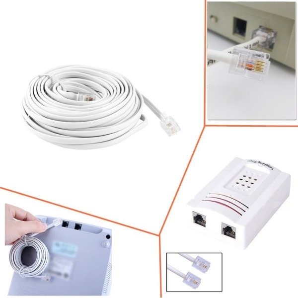 10 metriä RJ11 6P4C moduuli puhelin johto jatkojohto johto kaapeli