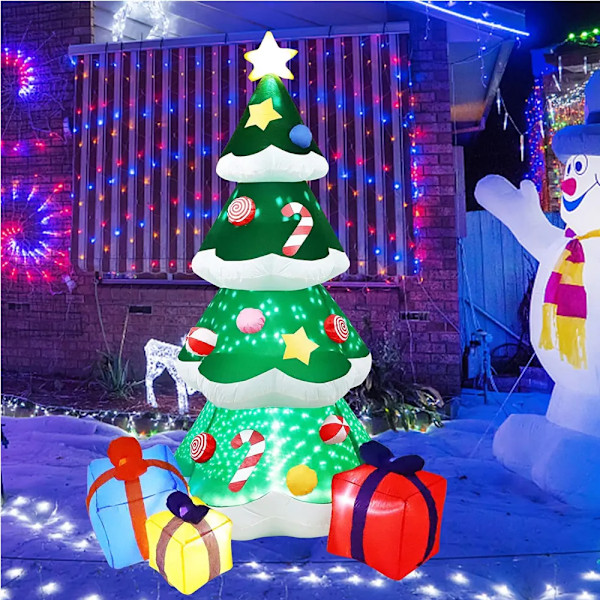 Jul uppblåsbar jul träd med LED ljus utomhus prydnad