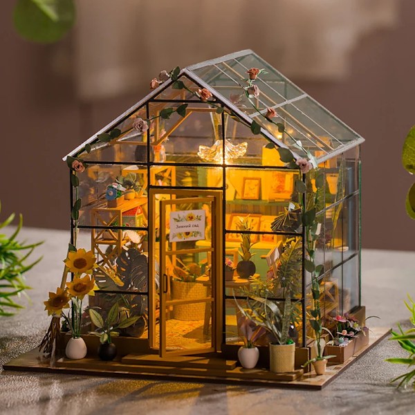 Docka hus kit mini gör-det-själv blomma hus handgjorda 3D pussel