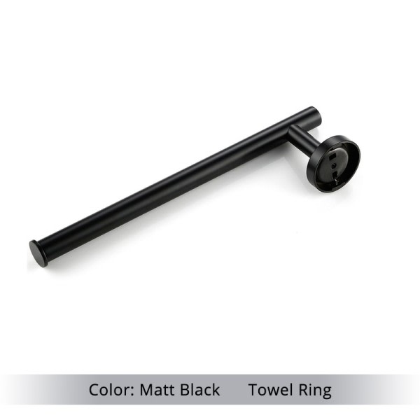 Badeværelse Tilbehør Hardware Sæt Kit Håndklæde Bar Vægbeslag Mat Sort Toilet Papir Holder Hånd Kåbe Krog Bøjle Rustfrit Stål