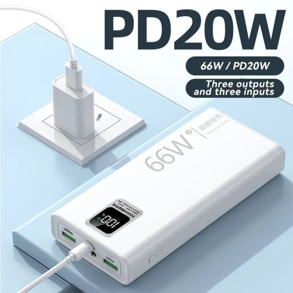 30000mAh Digital Display Power Bank 66W Super Rask Lading