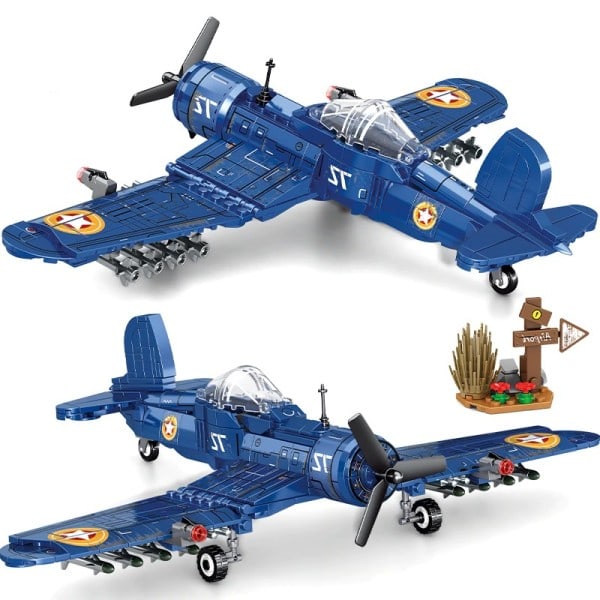 Teknisk Militær Bomber Model Bygge Klodser F4U Angreb Fly Helikopter Klodser Legetøj