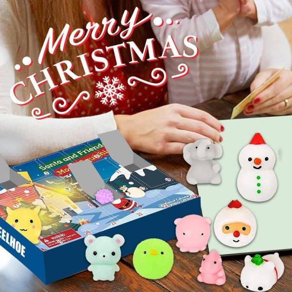 Jul advent kalender med utsøkt gave boks søt snømann mochi dyr nedtelling leketøy