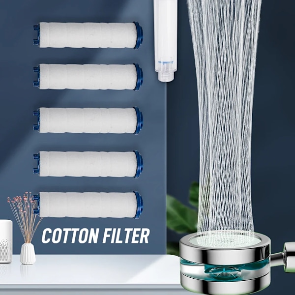 Ersättning Dusch Huvud Bomull Filter Set Vatten Rening 8,5cm 3,34tum Längd