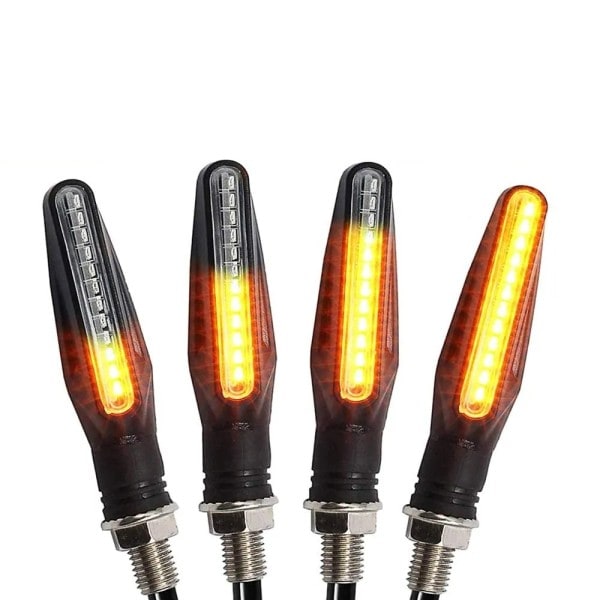 2 Stykk Universal LED Motorsykkel Svinge Signal Lys 12v IP68 Vanntett Amber Blinker Indikator Blinker Bakre Lys Lampe Tilbehør