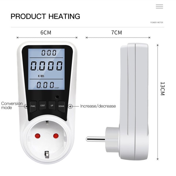 AC Digital Wattmätare  Ström Mätare LCD Energi Mätare Ström Monitor EU Plug Socket