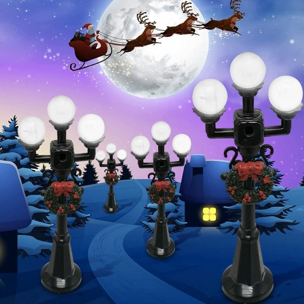 Miniatyr jul gate lampe post park benk mini gate lys