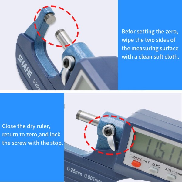 Elektronisk Utanvänd mikrometer 0-25 mm med extra stor LCD skärm digital mikrometer elektronisk digital ok mätare