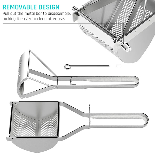 Potato Ricer Ruostumaton teräs Peruna Mesher Heavy Duty Potato Ricer Mesher