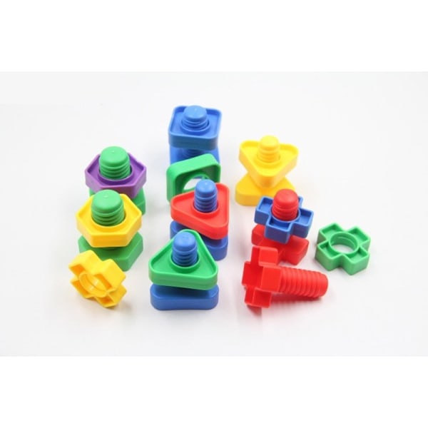 5 Sæt Skrue byggeklodser plastik indsats klodser møtrik form legetøj til børn Pædagogisk legetøj