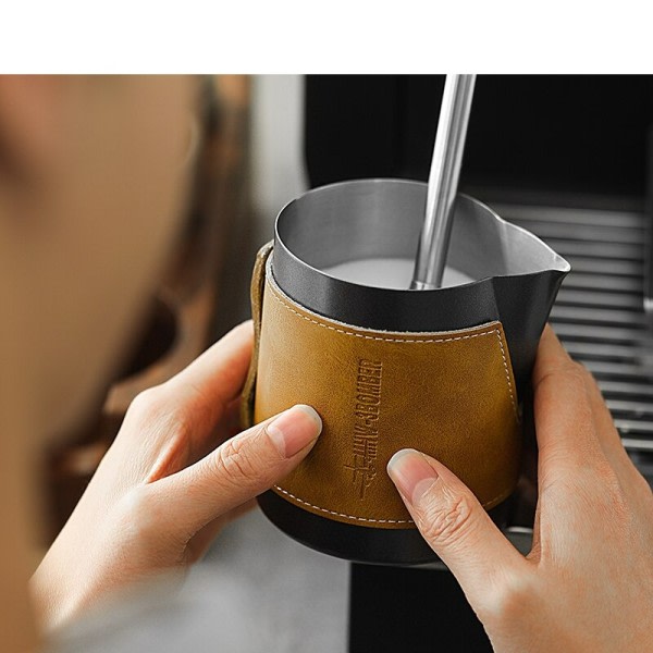 500 ml Mælk skumning kande med læder skede latte kunst værktøj mælk skum kande