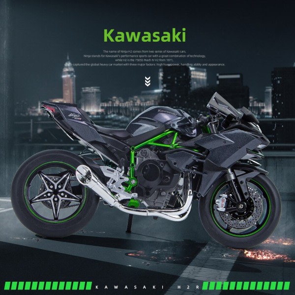 Kawasaki H2R Ninja Aloy Die Cast Motorcykel Model Legetøj