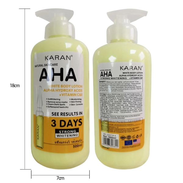 500ml Whitening Body Cream Hydroxy Acids Vitamin C&E Fugtgivende Lightening Body Lotion