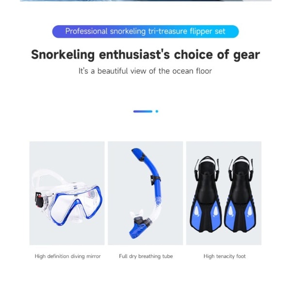 Svømning Flippers Dykning Finner Snorkling Goggles Dive Snorkel Udstyr Scuba Dykning Svømning Finner Set