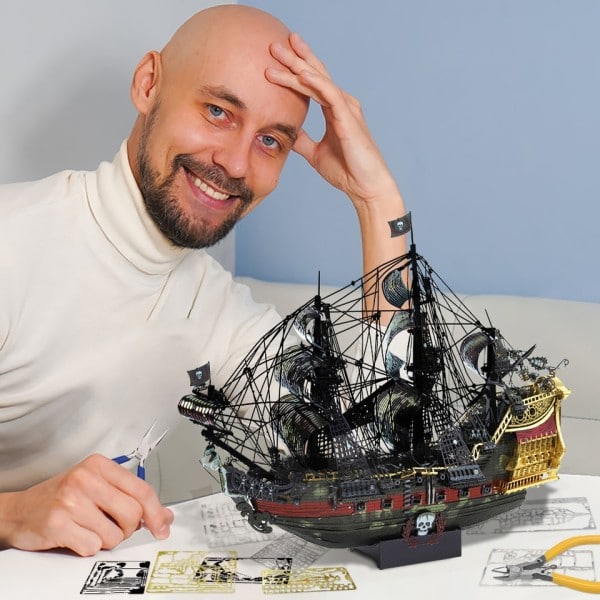 Modell Byggnad Kits Drottningen Anne's Revenge 3D Metal Pussel Gör-det-själv Leksaker Jigsåg Hem Inredning Tonåringar