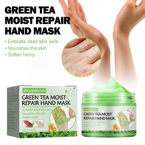 Grönt Te Reparera Hand Mask Anti Torr Sprickbildning Vitning Ta bort död hud