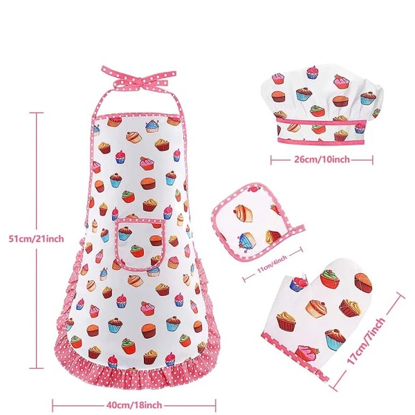 Matlagning Förkläde Handskar Hatt Set Rosa Påsk Halloween Barn Kock Kök Bakning Verktyg