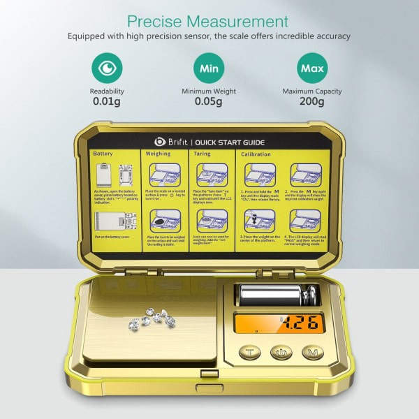 Digital smykke vægt 200g 0,01g lomme vægt med 50g kalibrering vægt elektronisk smart vægt