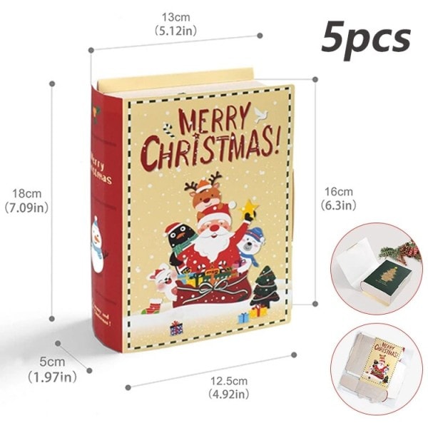 5 stykker bog form jule slik gave æske jule gave pakke æske god jul fest pynt