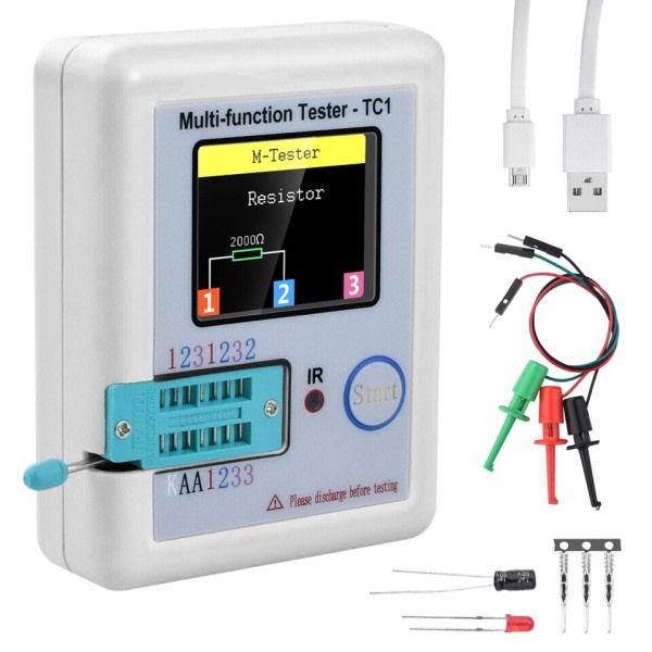 LCD näyttö monimetri transistori testeri diodi triodi kondensaattori vastus testi mittari