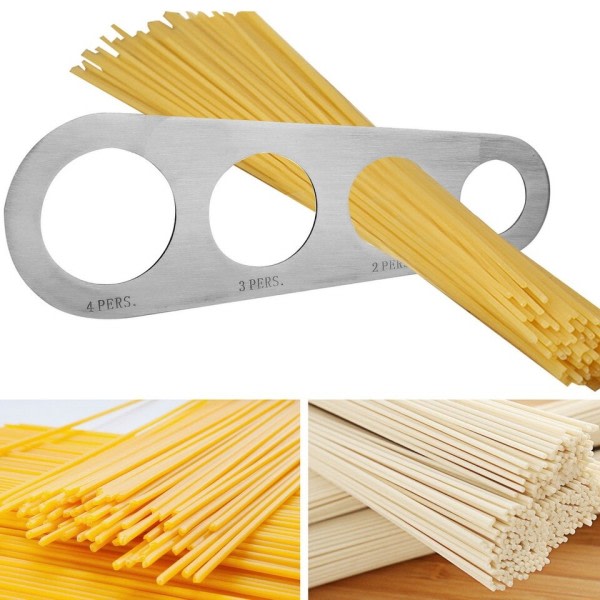 1 stk kjøkken rustfritt stål pasta nudler mål  kjøkken tilbehør 4 hull spaghetti måler verktøy