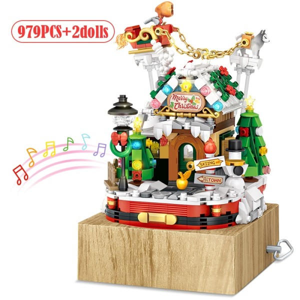 Mini Hus Venner By Jule Musikk Eske Byggeklosser MOC Nissen Tre Figurer Klosser Leker