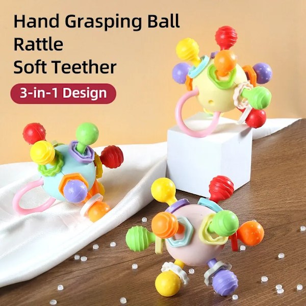 Rund boll mjuk silikon hand grepp boll skaller infantil tuggbar småbarn tänder lugnande bebis sensoriska leksak