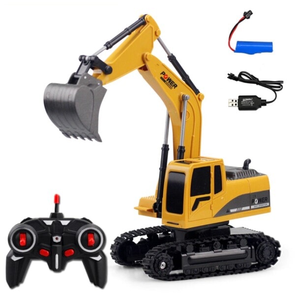 Elektrisk Mini Fjernkontroll Bulldoser 1:24 Legering Plast Engineering Bil Lastbil Dumper Kran Kjøretøy Leketøy