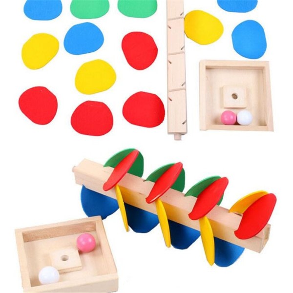 Montessori Træ Byggeklodser Træ Marmor Ball Run Track Pædagogiske Brætspil