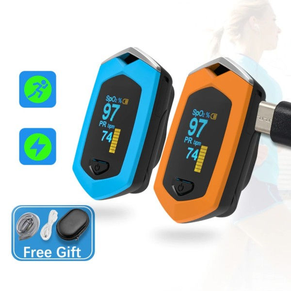 Medicinsk Genopladeligt Digital Fingerspids Puls Oximeter Blod Oxygen Saturation Meter