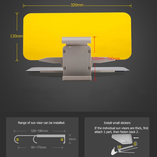 2 i 1 Bil Sol Visor HD Anti Refleks Blændende Goggle UV Blocker