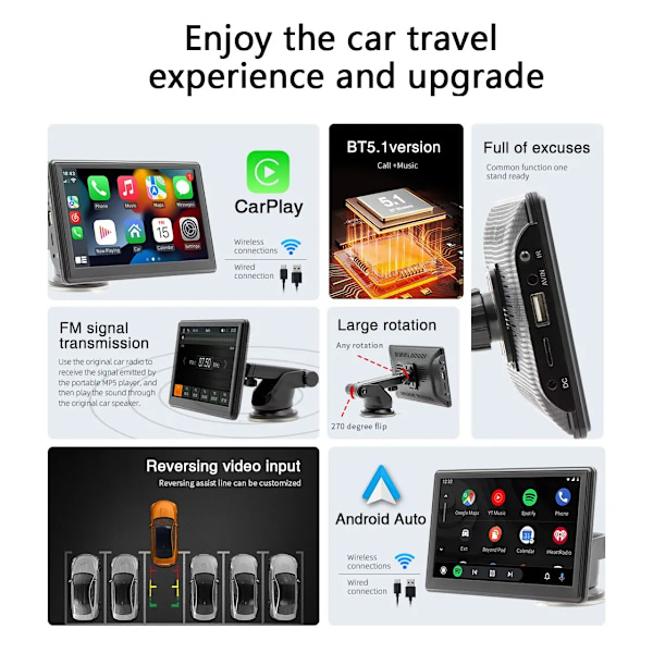 7 tuuman auto radio multimedia video soitin langaton Carplay ja langaton Android auto kosketusnäyttö aurinko visiiri