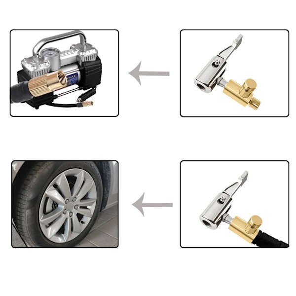 Bærbar dæk dyse klemme oppustelig pumpe stik bil dæk luft chuck inflator kompressor kan tømmes ventil adapter 1 stk