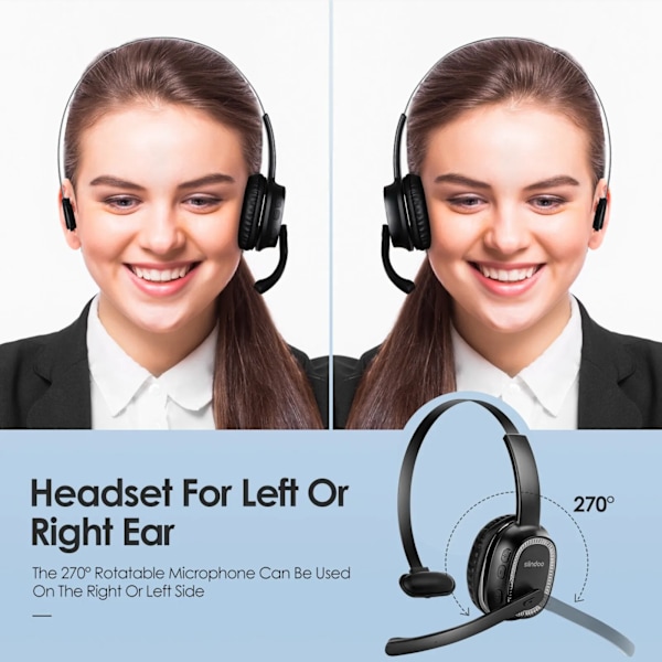 Call Center Headset med Mic Noise Canceling Hovedtelefoner