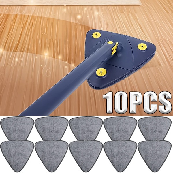 10 bitar Triangel Mikrofiber Tuk Damm Mopp Ersättning Huvud kuddar Stort Glas Rengöring Mikrofiber Sopning trasor