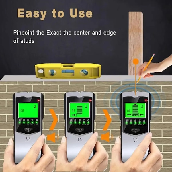 Wall Stud Finder Sensor Wall Scanner 5 in 1 LCD Elektronisk Detektor Edge Center Trä Ström Metal AC Live Wires Detection