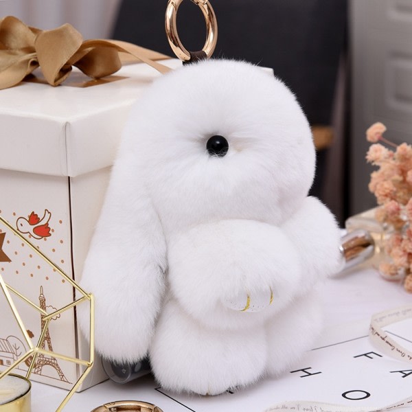 20 Farve Fluffy Kanin Pels Pompon Bunny Nøglering Trinket Dame Legetøj