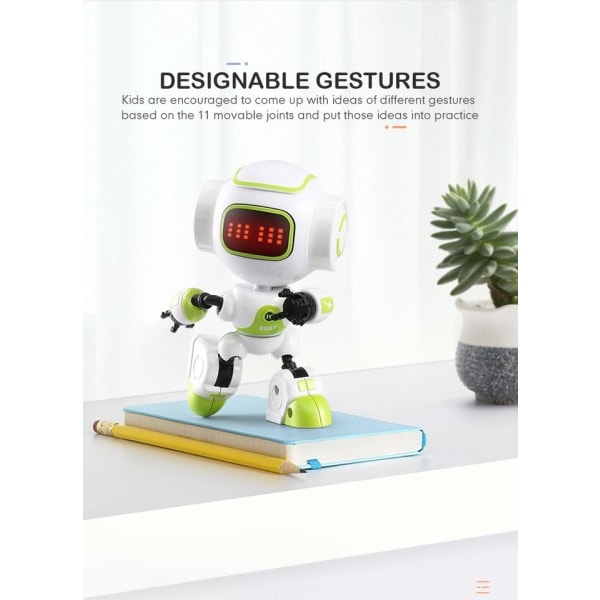 Mini Smart Robot Model Børn Voiced Intelligent LED Eyes DIY Vector Mechanic Combat