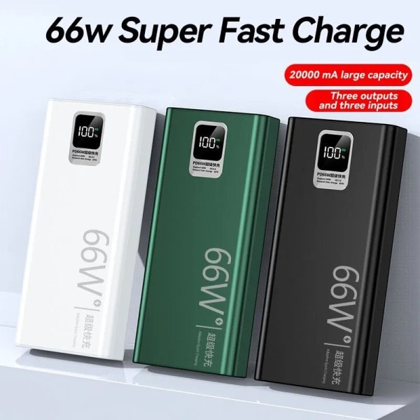 30000mAh Digital Display Power Bank 66W Super Rask Lading