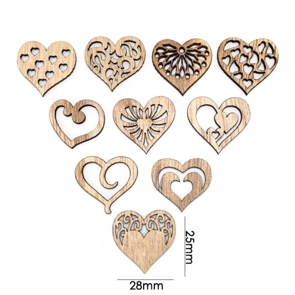 Hjärta Naturligt Trä Spån Openwork Trä Gör-det-själv Hantverk Scrapbook Utsmyckningar Hängande Ornament