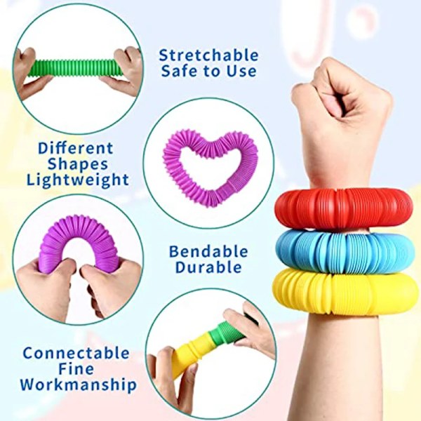 50 bitar Rainbow Pop Tubes Sensory Toy