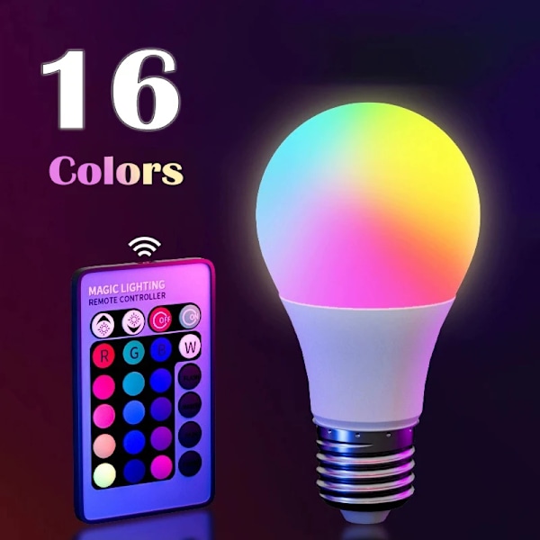 16 färger RGB lampa LED flerfärgad lampa E27 bas 220V hushåll belysning dimbar