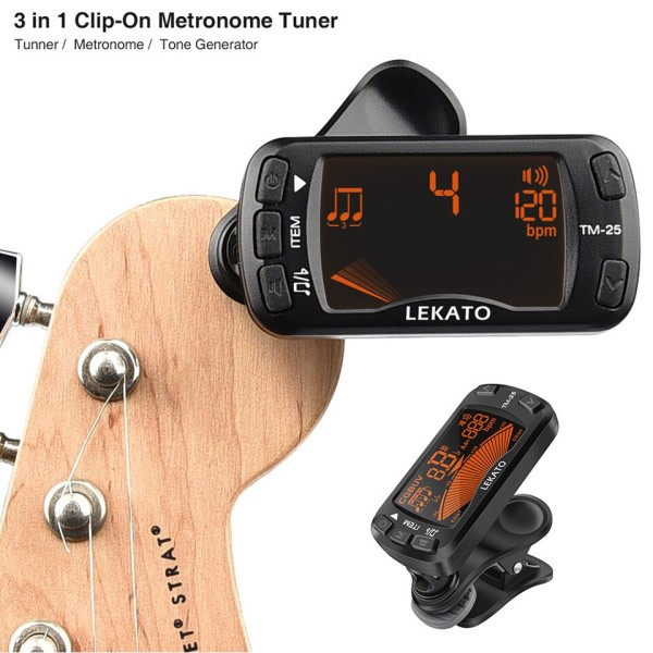 Clip On Tuner Guitar Tuner Metronom 3 in 1 Tuner Metronom Elektrisk Ukulele Tuner