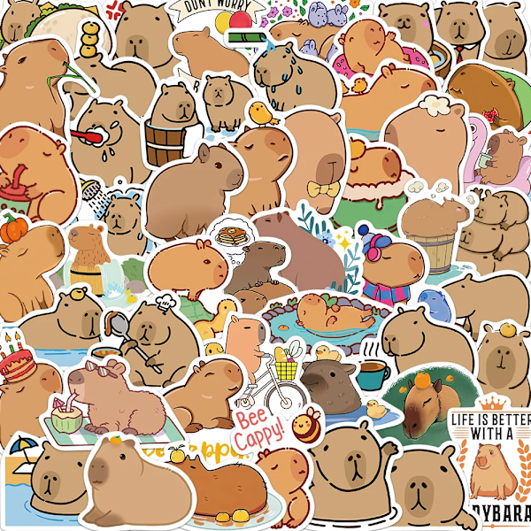 50 kpl sarjakuva Capybara tarra tarrat koriste teetä puhelin muistikirja matkalaukku kannettava jääkaappi lasten tarra