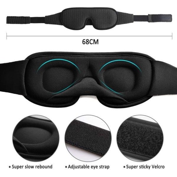 3D mask för sömn ögonmask ljus blockering mjuk vadderad sömn maskerad