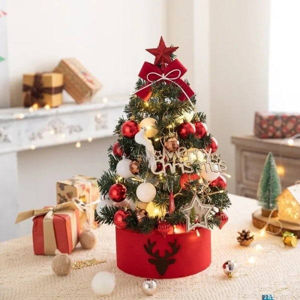 Kunstig juletre med LED mini skrivebord furu PVC jule pynt tre jule pynt