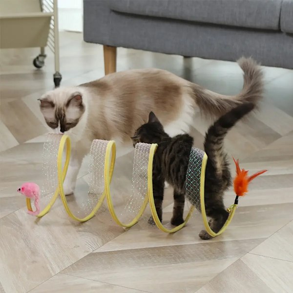 Vikt Katt Tunnel S Typ Katter Tunnel Fjäder Leksak Mus Tunnel Med Ballar Och Krinkling Katt Ute Katt leksaker